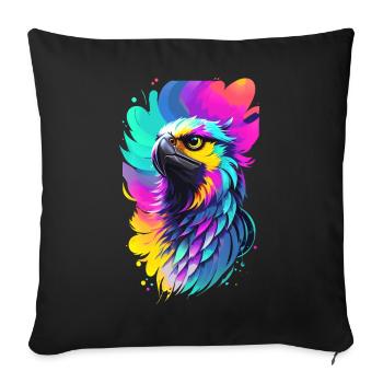 Aigle coloré dans le style splash art - Housse de coussin décorative 45 x 45 cm - noir - Devant