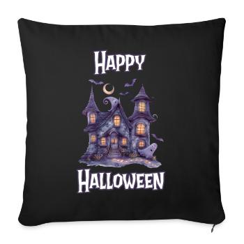 Halloween – Happy Halloween gruseliges Geisterhaus - Sofakissenbezug 45 x 45 cm - Schwarz - Vorne