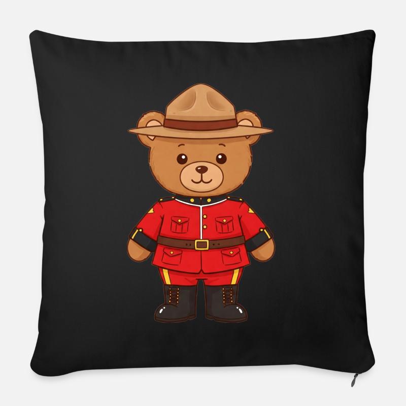 Teddybär Kanadische Polizist Mountie - Sofakissenbezug 45 x 45 cm - Schwarz