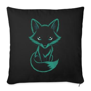 Mystischer Fuchs in Türkis - Sofakissenbezug 45 x 45 cm - Schwarz - Vorne
