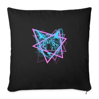 Cadeau psychédélique Rave Cat Abstract Vaporwave - Housse de coussin décorative 45 x 45 cm - noir - Devant
