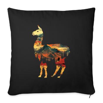 Alpaga Lama Andes Amérique du Sud - Housse de coussin décorative 45 x 45 cm - noir - Devant