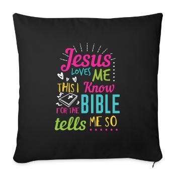 Jésus Design Oui Jésus m’aime Idée cadeau d’anniversaire - Housse de coussin décorative 45 x 45 cm - noir - Devant