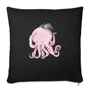 Captain Jack Octopus - Sofa pillowcase 17,3'' x 17,3'' (45 x 45 cm) - black - Front