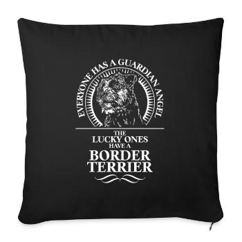 BORDER TERRIER Guardian Angel dog saying WILSIGNS - Sofa pillowcase 17,3'' x 17,3'' (45 x 45 cm) - black - Front