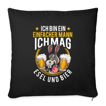 Esel und Bier Spruch Bauernhof - Sofakissenbezug 45 x 45 cm - Schwarz - Vorne