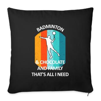 Badminton Badminton Badminton Player Chocolat - Housse de coussin décorative 45 x 45 cm - noir - Devant