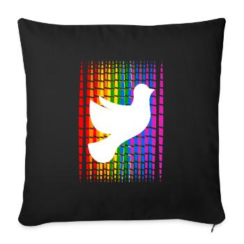 Gay Pride Month Streifen mit Friedenstauben - Sofakissenbezug 45 x 45 cm - Schwarz - Vorne