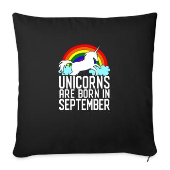 Licorne chemise septembre cadeau d'anniversaire animal - Housse de coussin décorative 45 x 45 cm - noir - Devant