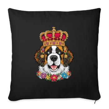 Süßer und lustiger Bernhardiner Cartoon Hund - Sofakissenbezug 45 x 45 cm - Schwarz - Vorne