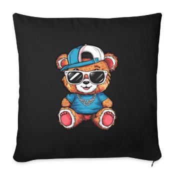 Cool Kawaii Teddy Bear with Sunglasses - Sofa pillowcase 17,3'' x 17,3'' (45 x 45 cm) - black - Front