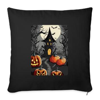 Scary Castle with Bats and Halloween Pumpkins - Sofa pillowcase 17,3'' x 17,3'' (45 x 45 cm) - black - Front