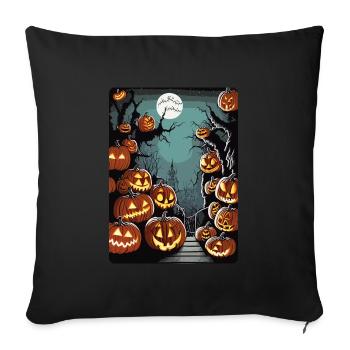 Scary Cemetery with Many Halloween Pumpkins - Sofa pillowcase 17,3'' x 17,3'' (45 x 45 cm) - black - Front