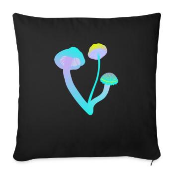Three little mushrooms - Sofakissenbezug 45 x 45 cm - Schwarz - Vorne