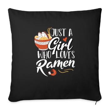 Juste une fille qui aime les ramen - Ramen - Housse de coussin décorative 45 x 45 cm - noir - Devant