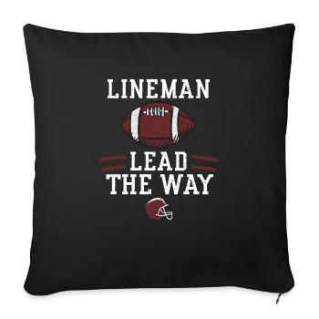 Lineman Lead The Way - Football - Housse de coussin décorative 45 x 45 cm - noir - Devant