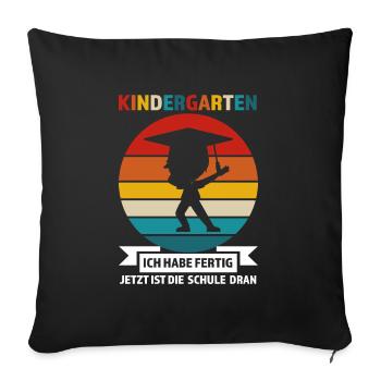 Kindergarten Abschluss Kindergartenkind Geschenk - Sofakissenbezug 45 x 45 cm - Schwarz - Vorne