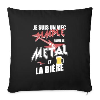Métal - un mec simple - Housse de coussin décorative 45 x 45 cm - noir - Devant