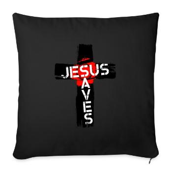 Jésus sauve - Housse de coussin décorative 45 x 45 cm - noir - Devant