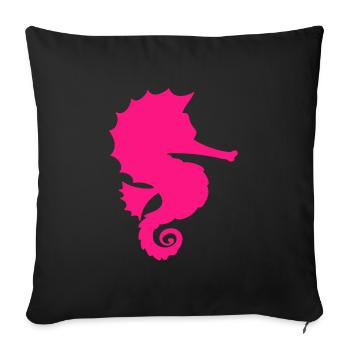 Hippocampe rose enfants cadeau nager mer - Housse de coussin décorative 45 x 45 cm - noir - Devant