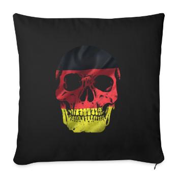 Allemagne Skull Halloween tête de mort allemande - Housse de coussin décorative 45 x 45 cm - noir - Devant