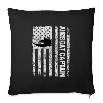 Pavillon américain USA Airboat Airboating Capitaine - Housse de coussin décorative 45 x 45 cm - noir - Devant