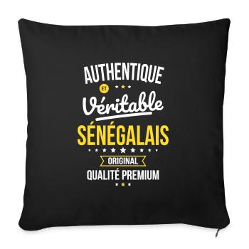 Authentique et véritable Sénégalais - Original - Housse de coussin décorative 45 x 45 cm - noir - Devant