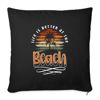 Plage Soleil Surf Sable - Housse de coussin décorative 45 x 45 cm - noir - Devant