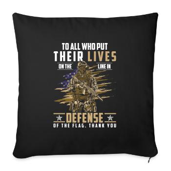 Drapeau militaire de la paix à la frontière - Housse de coussin décorative 45 x 45 cm - noir - Devant