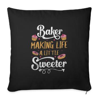 Chef pâtissier pâtissier cupcake - Housse de coussin décorative 45 x 45 cm - noir - Devant