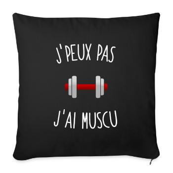 J'peux pas j'ai muscu - Housse de coussin décorative 45 x 45 cm - noir - Devant