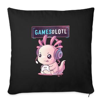 Gamesolotl - Axolotl Gamer - Sofa pillowcase 17,3'' x 17,3'' (45 x 45 cm) - black - Front