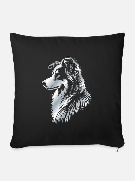 Hütehund silber - Sofakissenbezug 45 x 45 cm - Schwarz