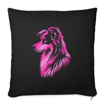 Chien de troupeau rose - Housse de coussin décorative 45 x 45 cm - noir - Devant