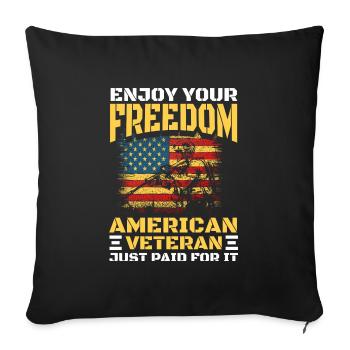 Drapeau des États-Unis Touriste militaire - Housse de coussin décorative 45 x 45 cm - noir - Devant
