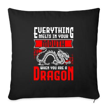 Tatouage de force de dragon - Housse de coussin décorative 45 x 45 cm - noir - Devant