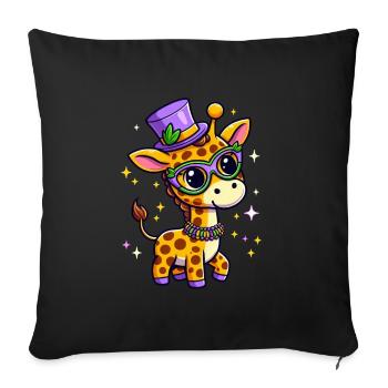 Cute Mardi Gras Giraffe: Comic Style - Sofa pillowcase 17,3'' x 17,3'' (45 x 45 cm) - black - Front