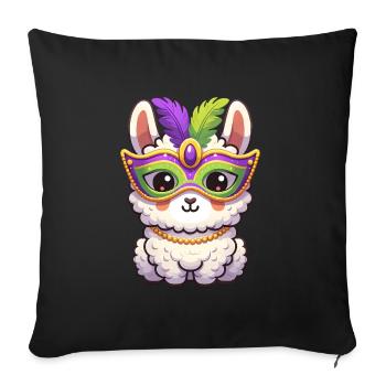 Mardi Gras Llama Party Design - Sofa pillowcase 17,3'' x 17,3'' (45 x 45 cm) - black - Front