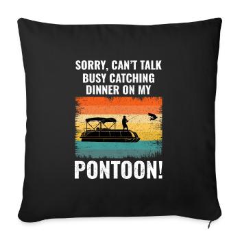 Pontoon Boat Boating Pontooning Fishing Retro - Sofa pillowcase 17,3'' x 17,3'' (45 x 45 cm) - black - Front