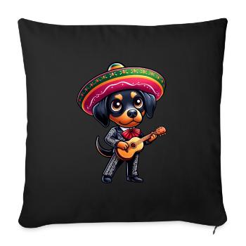 Doberman as mariachi guitarist Cinco de Mayo - Sofa pillowcase 17,3'' x 17,3'' (45 x 45 cm) - black - Front