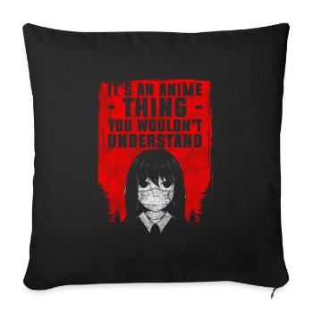 Japon Cosplay Kawaii Pop Culture - Housse de coussin décorative 45 x 45 cm - noir - Devant