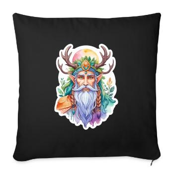 Aquarelles de druide - Housse de coussin décorative 45 x 45 cm - noir - Devant