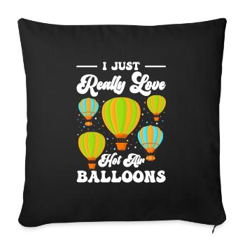Balloon Ride Aviation Fun Sports - Sofa pillowcase 17,3'' x 17,3'' (45 x 45 cm) - black - Front