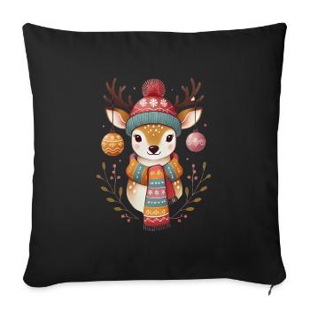 Festive Deer with Ornaments Scarf - Sofa pillowcase 17,3'' x 17,3'' (45 x 45 cm) - black - Front