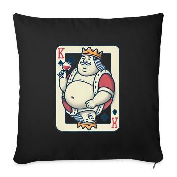 Drôle de roi de cœur buvant du vin - Housse de coussin décorative 45 x 45 cm - noir - Devant