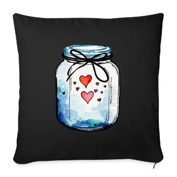 Pot plein d'aquarelles de coeurs d'amour - Housse de coussin décorative 45 x 45 cm - noir - Devant