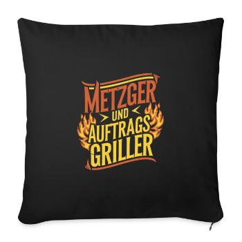 Metzger und Auftragsgriller - Sofakissenbezug 45 x 45 cm - Schwarz - Vorne