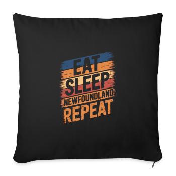 Eat. Sleep. Newfoundland. Repeat. - Sofa pillowcase 17,3'' x 17,3'' (45 x 45 cm) - black - Front