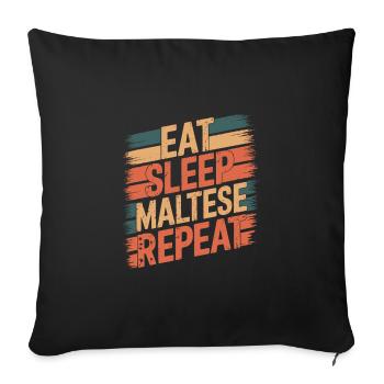 Manger. Dormir. Maltais. Répéter. - Housse de coussin décorative 45 x 45 cm - noir - Devant