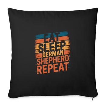 Manger. Dormir. Berger allemand. Répéter. - Housse de coussin décorative 45 x 45 cm - noir - Devant